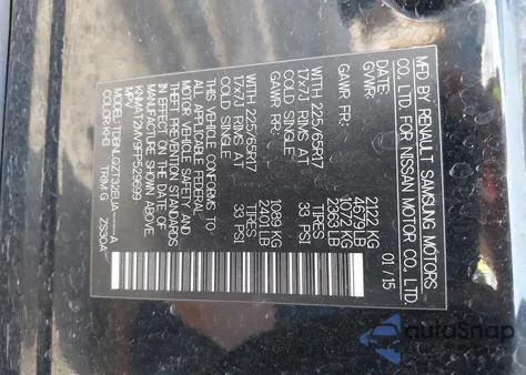 2015 Nissan Rogue Sv from USA, damaged, VIN KNMAT2MV9FP529699